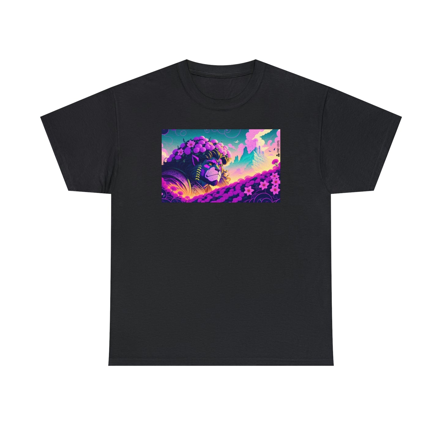 Black tee with King Blossom design.