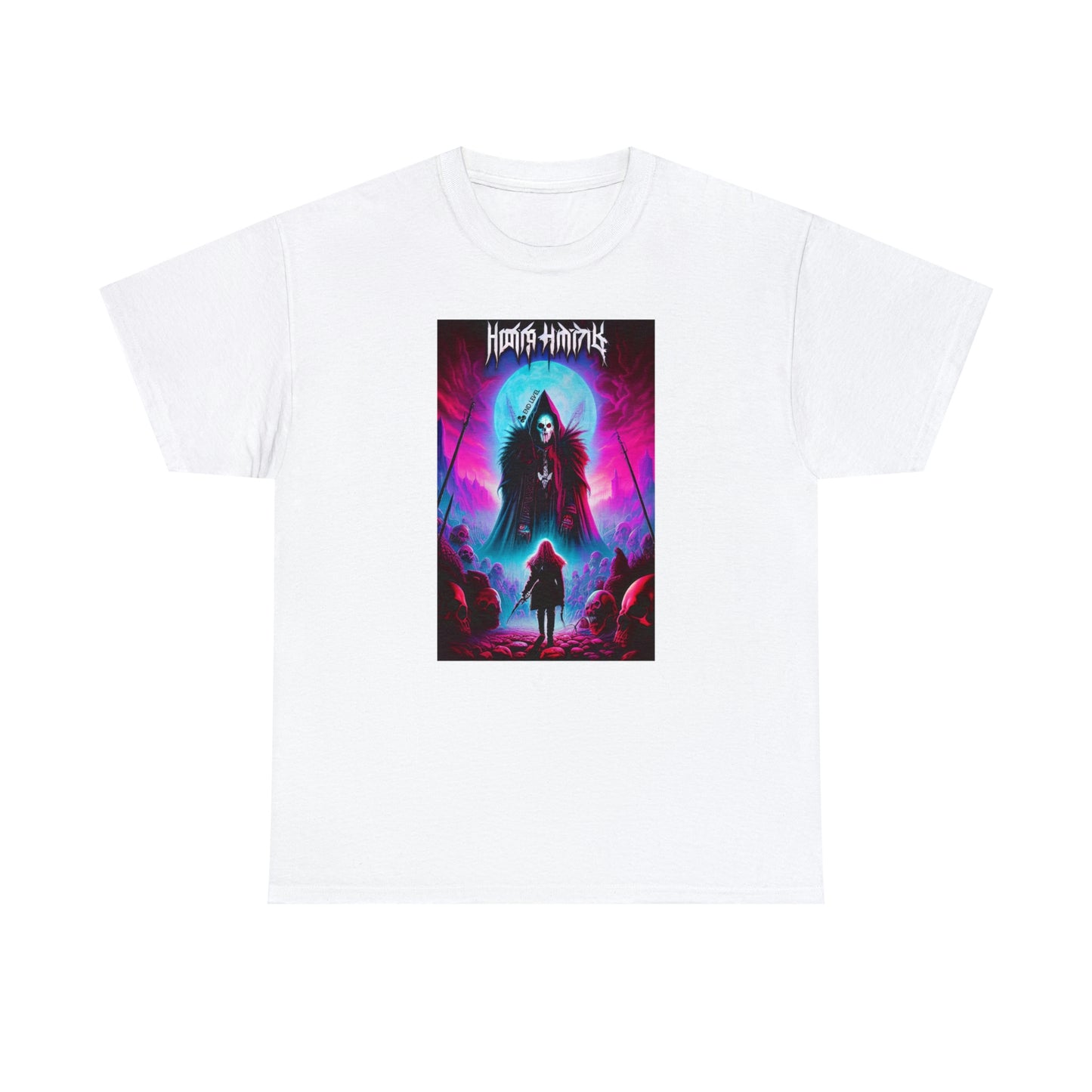 White tee with Kul's Realm design.