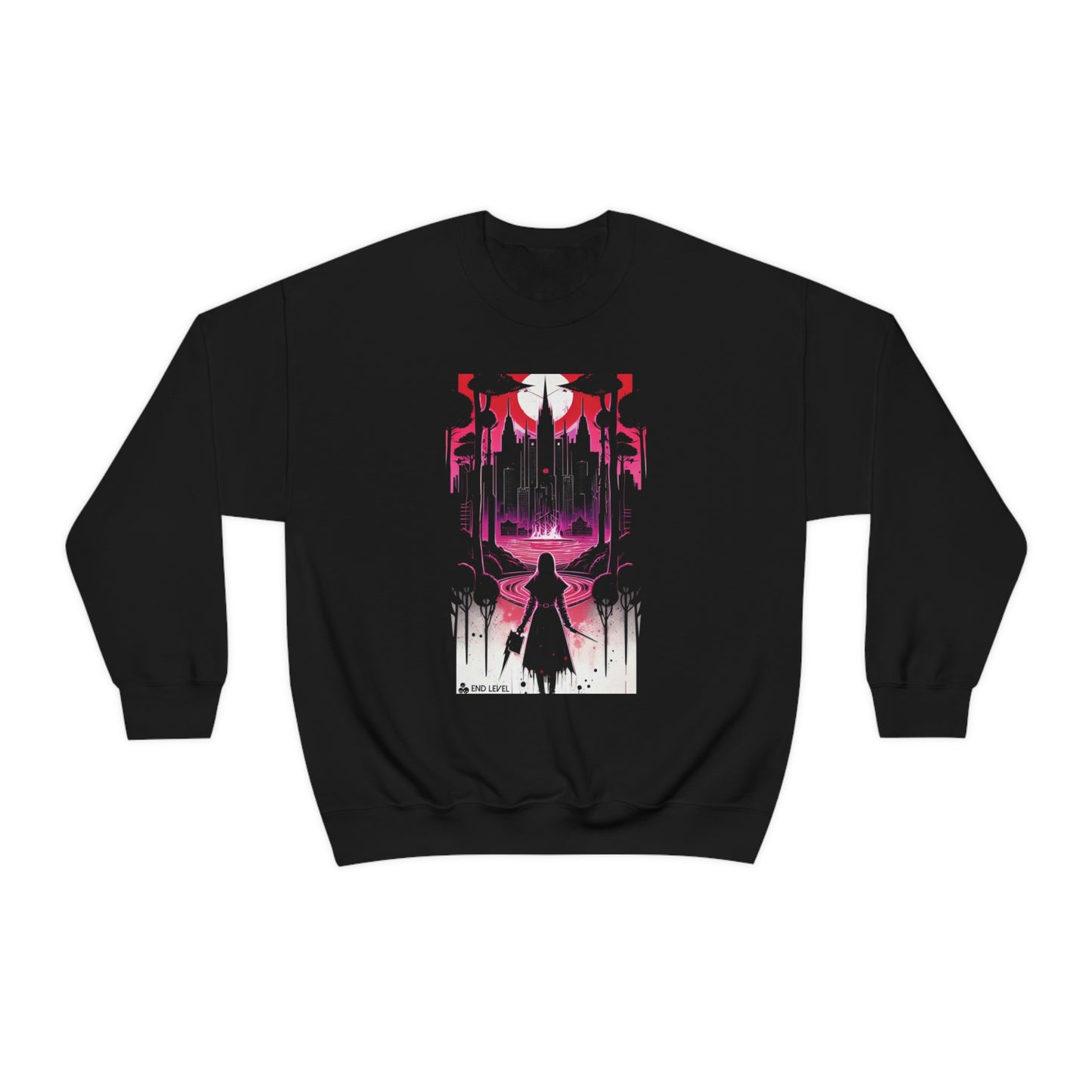 Black sweatshirt with Night Of Malice design.