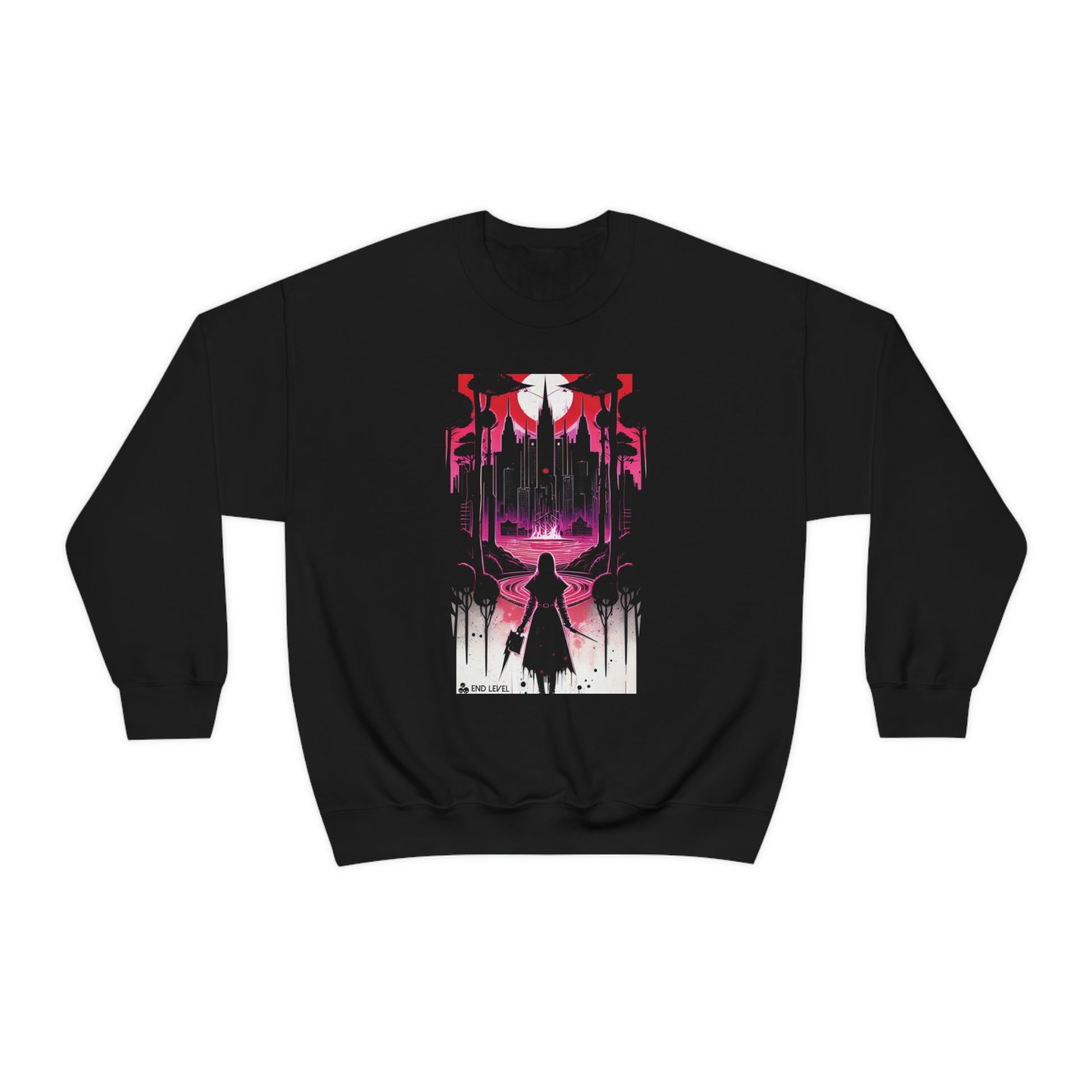 Black sweatshirt with Night Of Malice design.