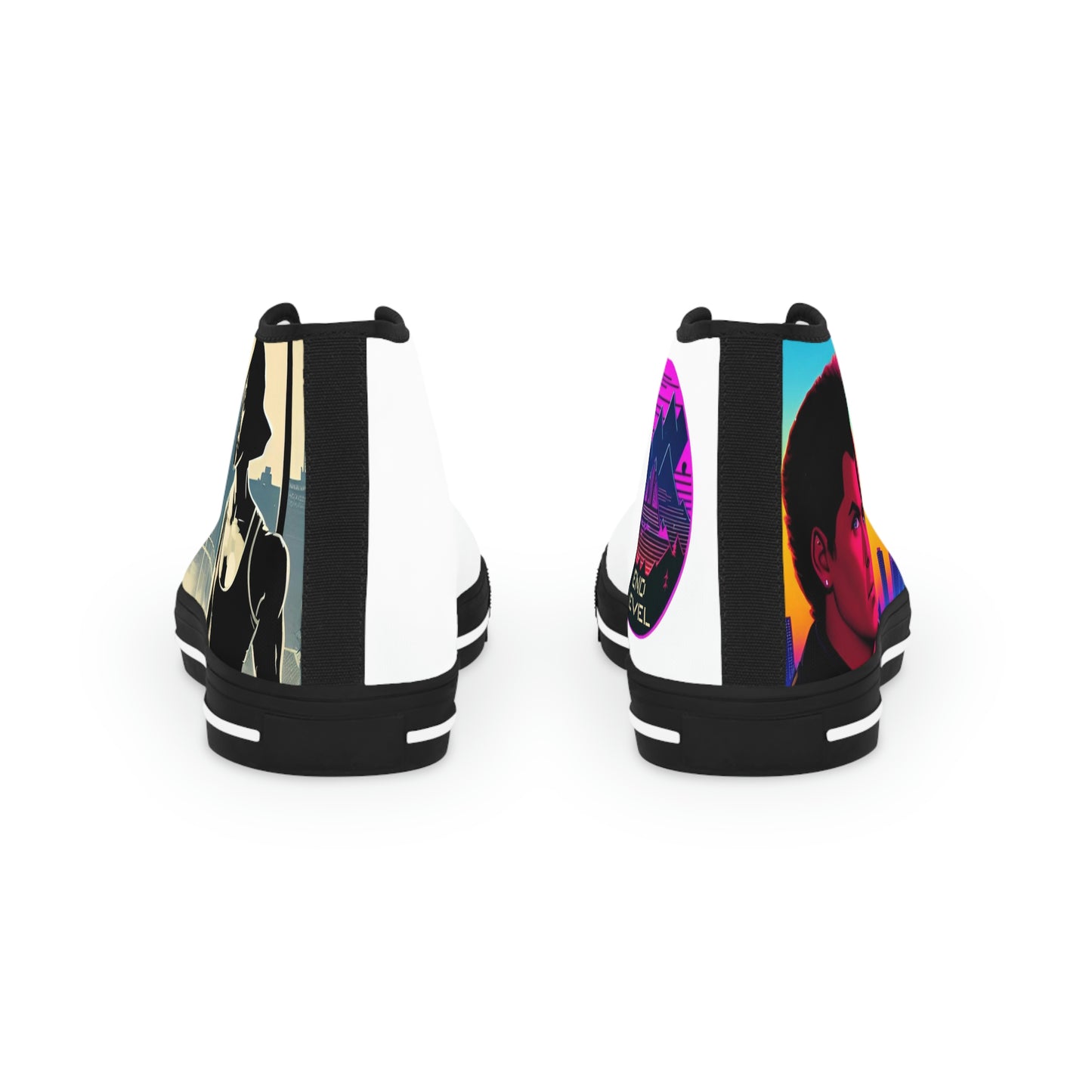 Rear view of Rob Boss's Hot Sneakers design canvas sneakers with black laces.