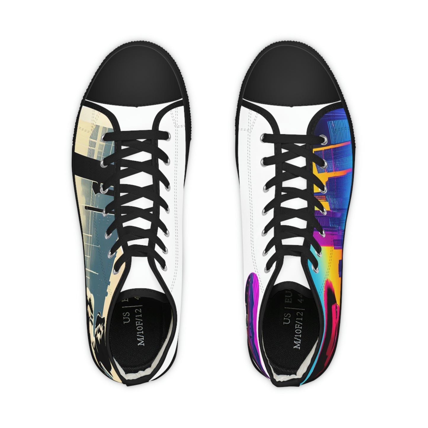 Top view of Rob Boss's Hot Sneakers design canvas sneakers with black laces.