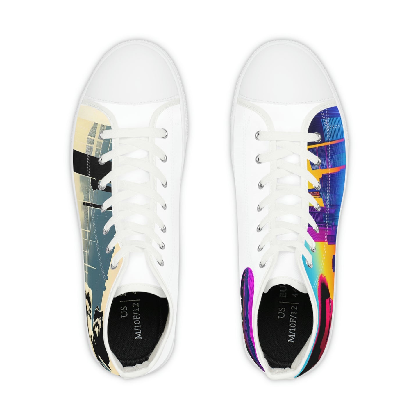 Top view of Rob Boss's Hot Sneakers design canvas sneakers with white laces.