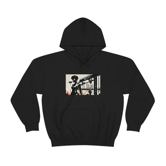 Black hoodie with Life Ain't Easy graphic design.