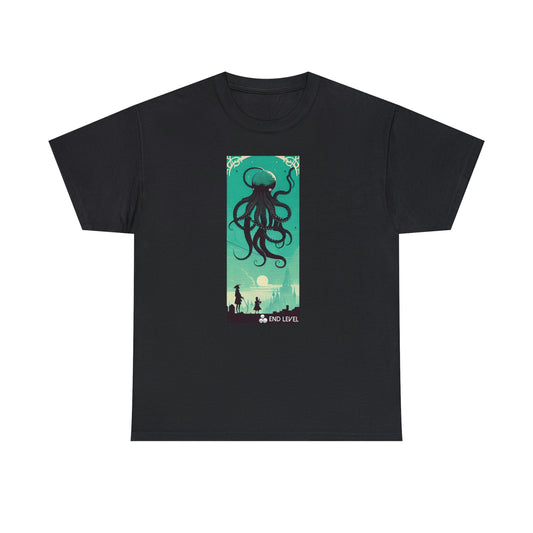 Black tee with Octovoid graphic design.