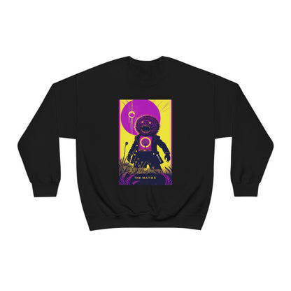 Black sweatshirt with The Mator design.