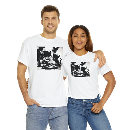 Couple wearing Best Friends white tee embracing each other.