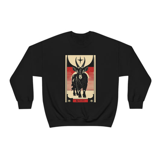 Black sweatshirt with Goatan design.