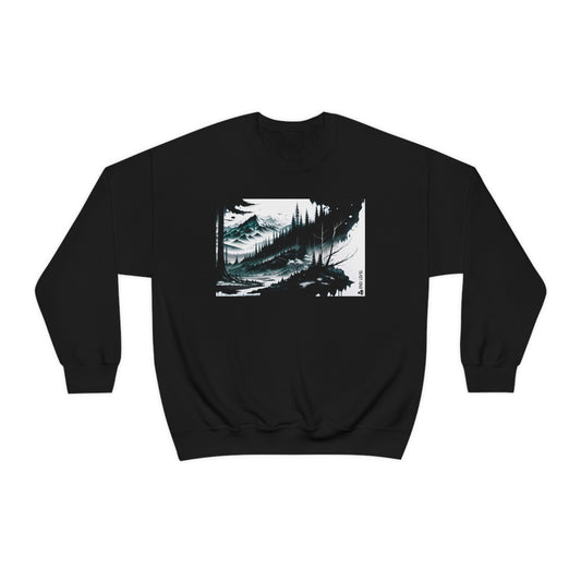 Black sweatshirt with Grim Peak design.