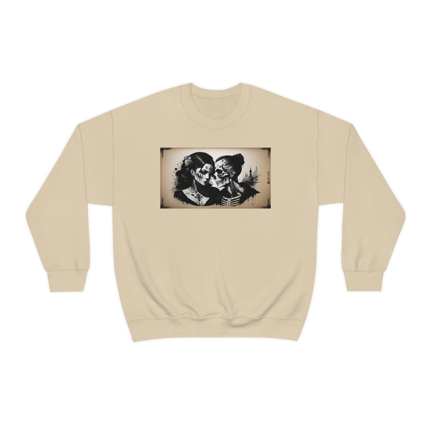 Tan sweatshirt with Love Eternal design.