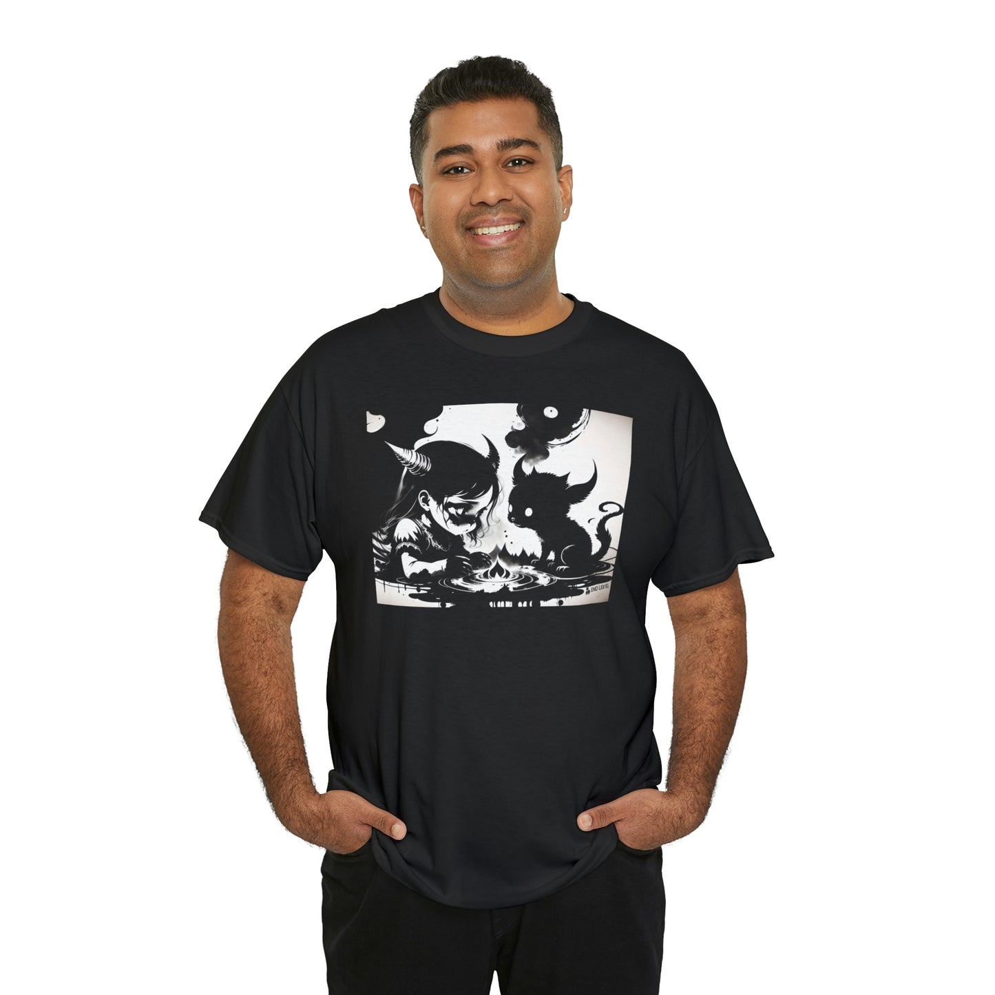 Man wearing Best Friends black tee with hands in pockets.