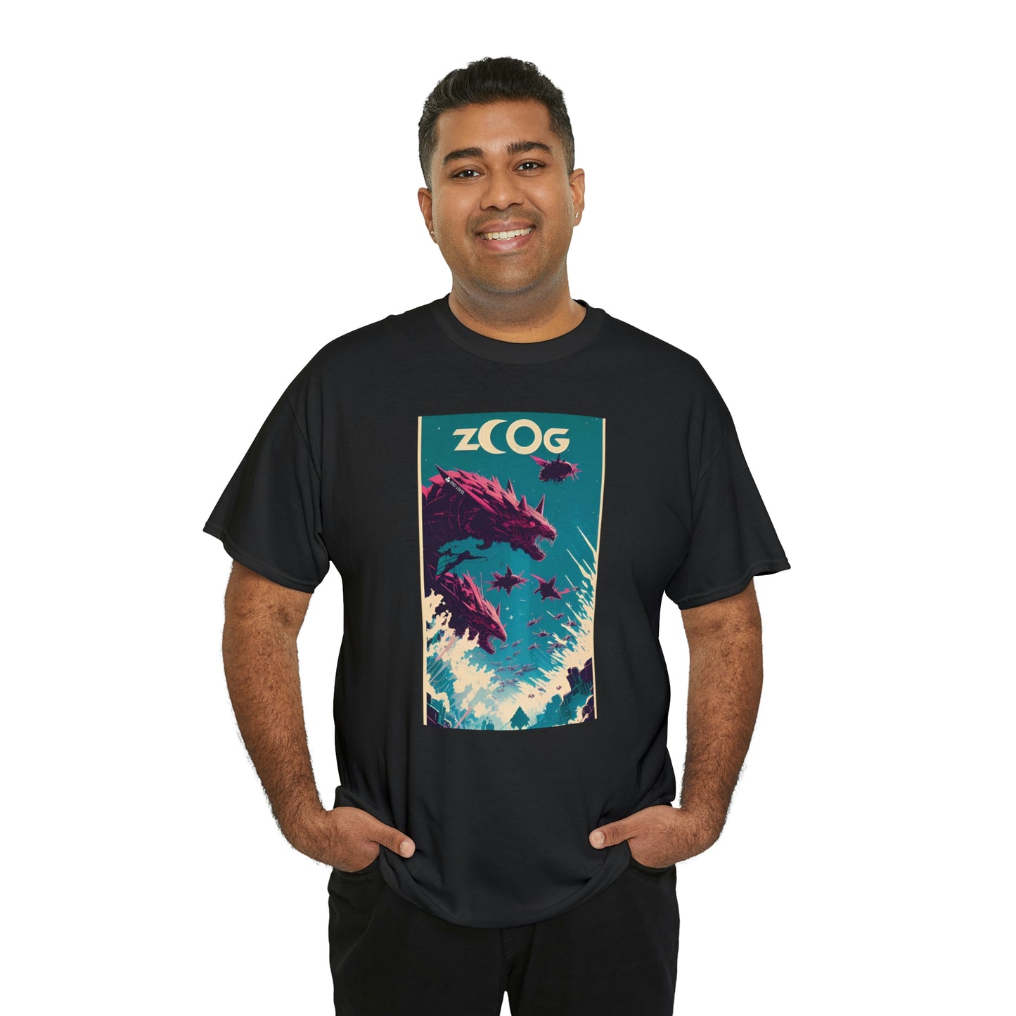 Man wearing black Wolf Wyrm tee with hands in pockets.