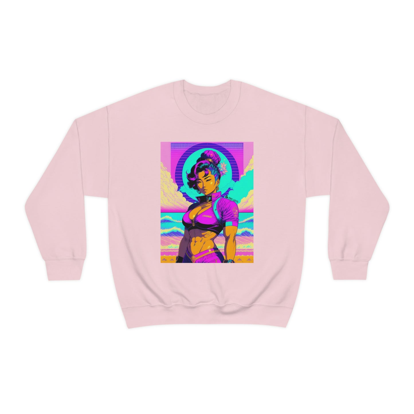 Pink sweatshirt with Lady Lotus design.