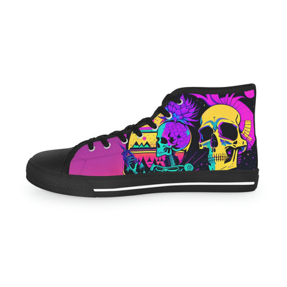 Left outside view of Skelly Jacks design canvas sneakers with black laces.