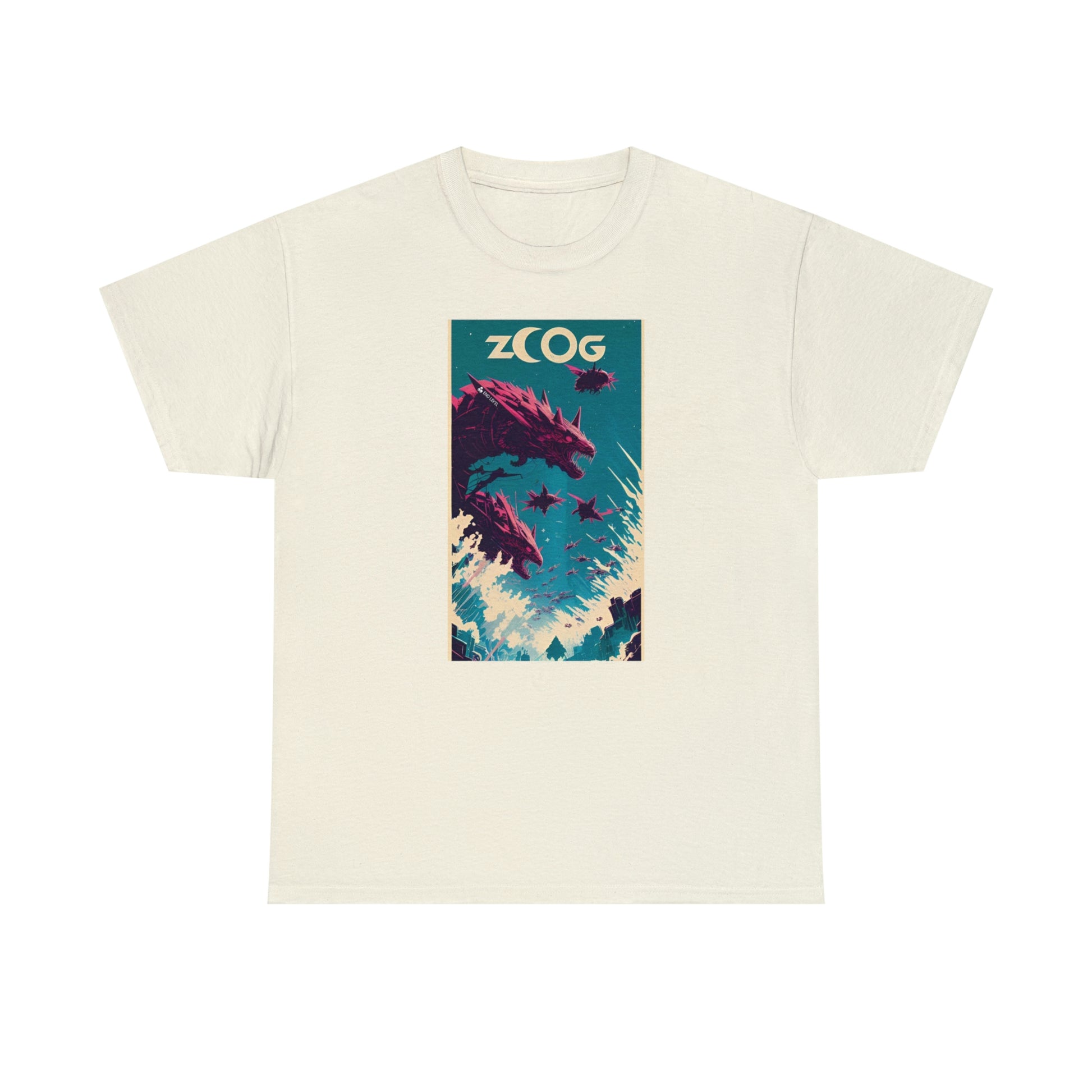 Cream tee with Wolf Wyrm graphic design.