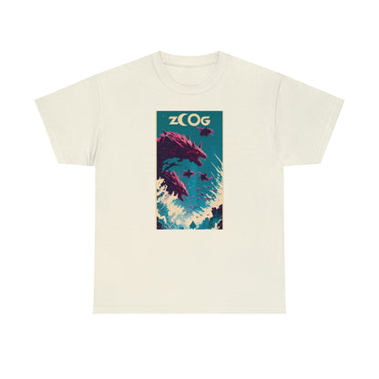 Cream tee with Wolf Wyrm graphic design.