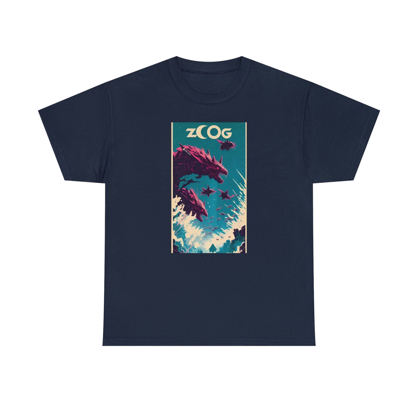 Navy tee with Wolf Wyrm graphic design.