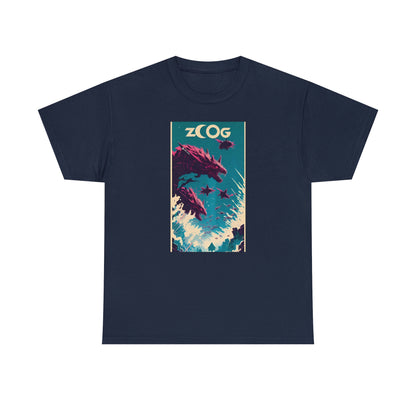 Navy tee with Wolf Wyrm graphic design.