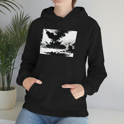 Woman sitting beside plant wearing black Smoke hoodie.