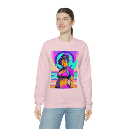 Woman wearing pink Lady Lotus hoodie.